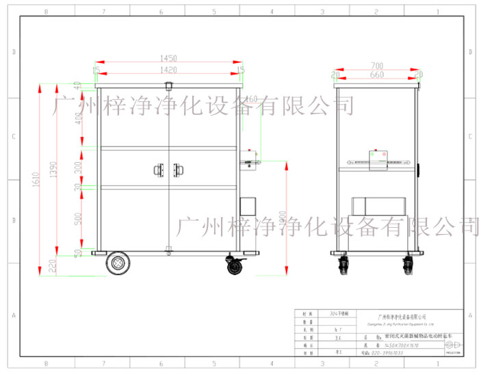 密閉式滅菌器械物品電動轉(zhuǎn)運(yùn)車方案設(shè)計示意圖